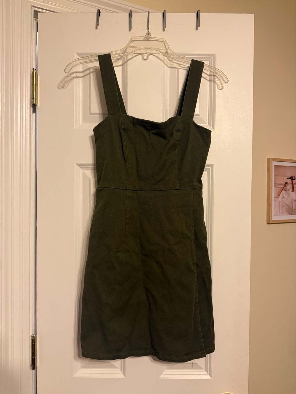 Copper Key Olive Green Denim Twill Square Neck Mini Dress Size XS